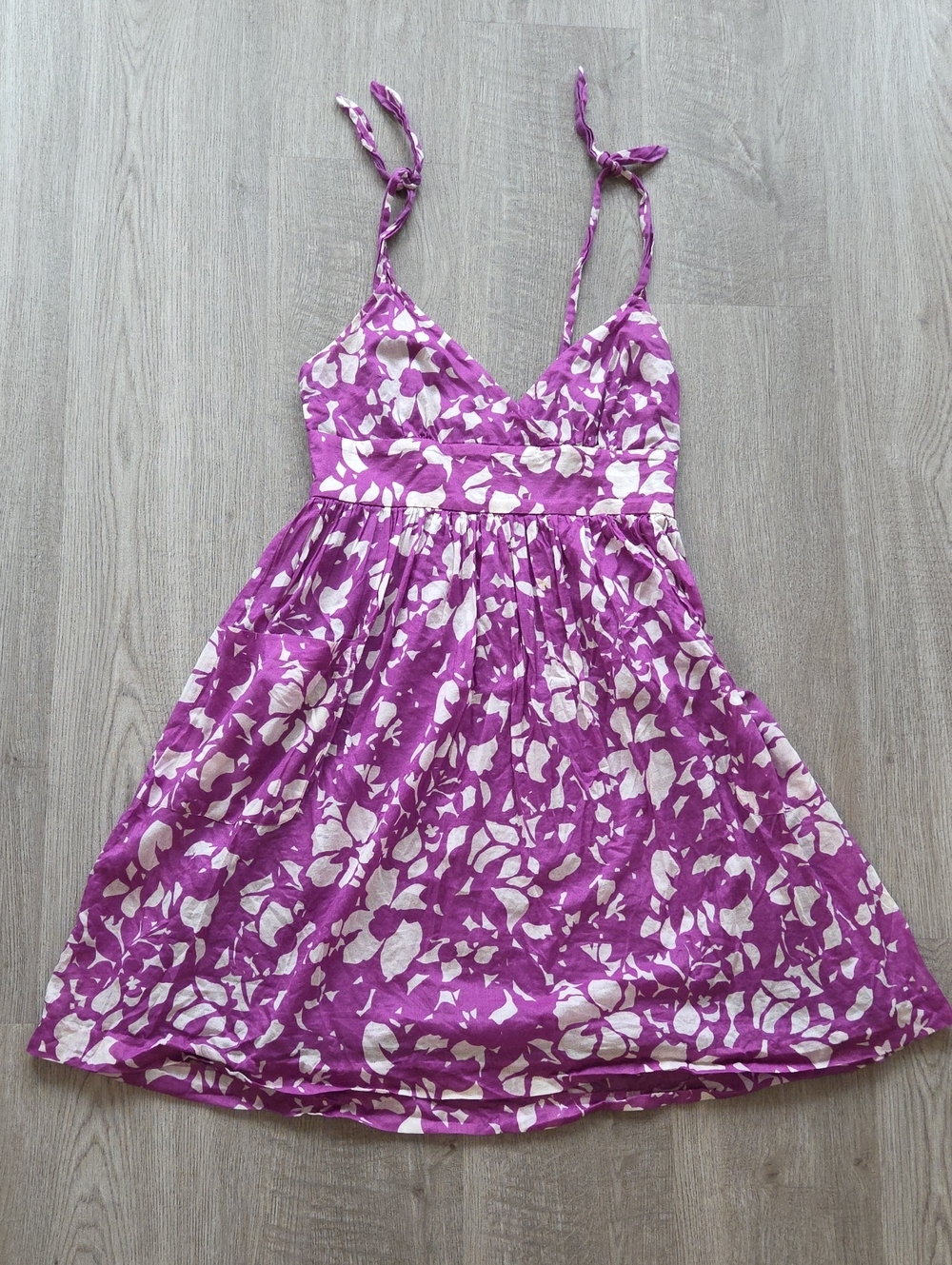 American Eagle Purple and White Patterned Tie-Shoulder Dress